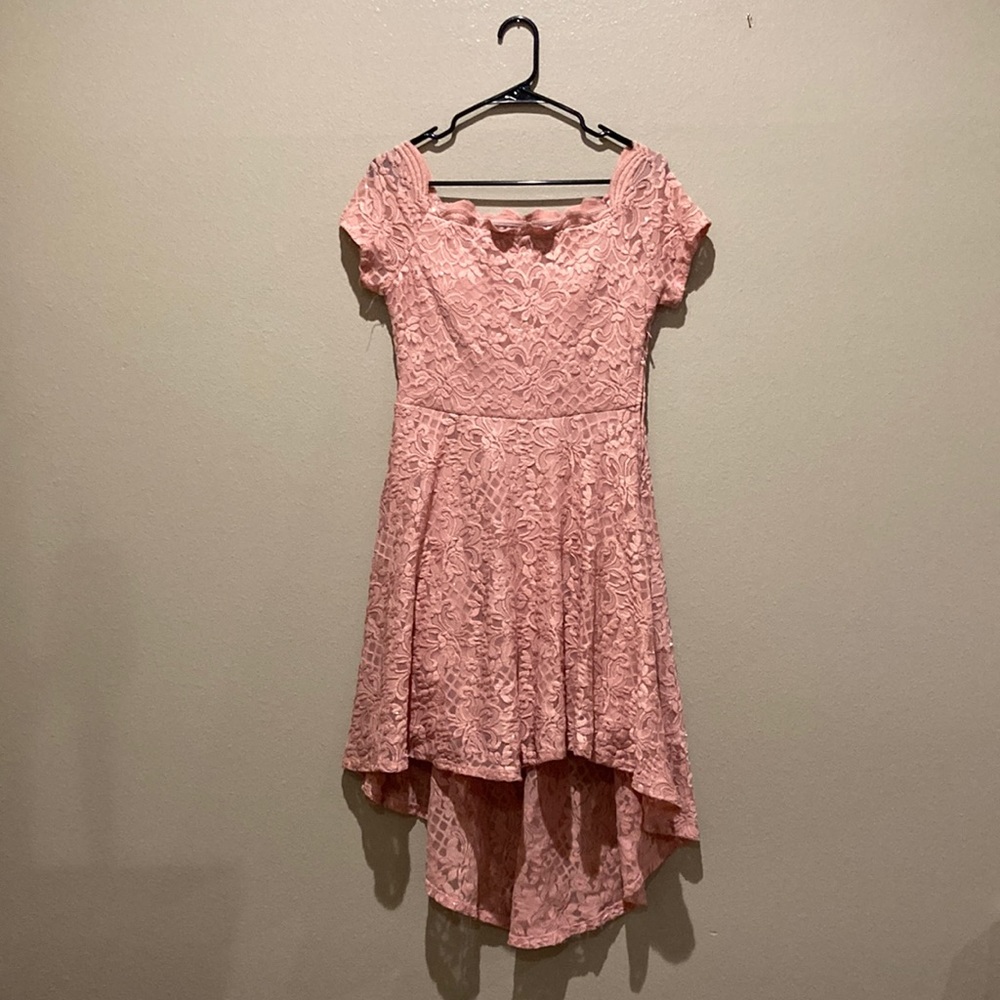 pink lace hi-lo city studio dress, size 13